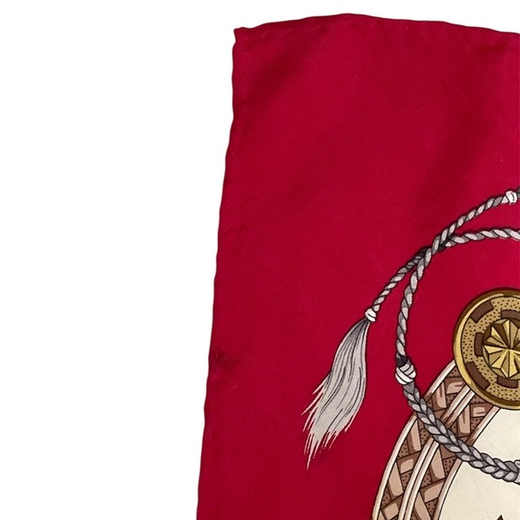 Trussardi Silk Scarf Elegant Red and Gold Scarf - Picture 7 of 17